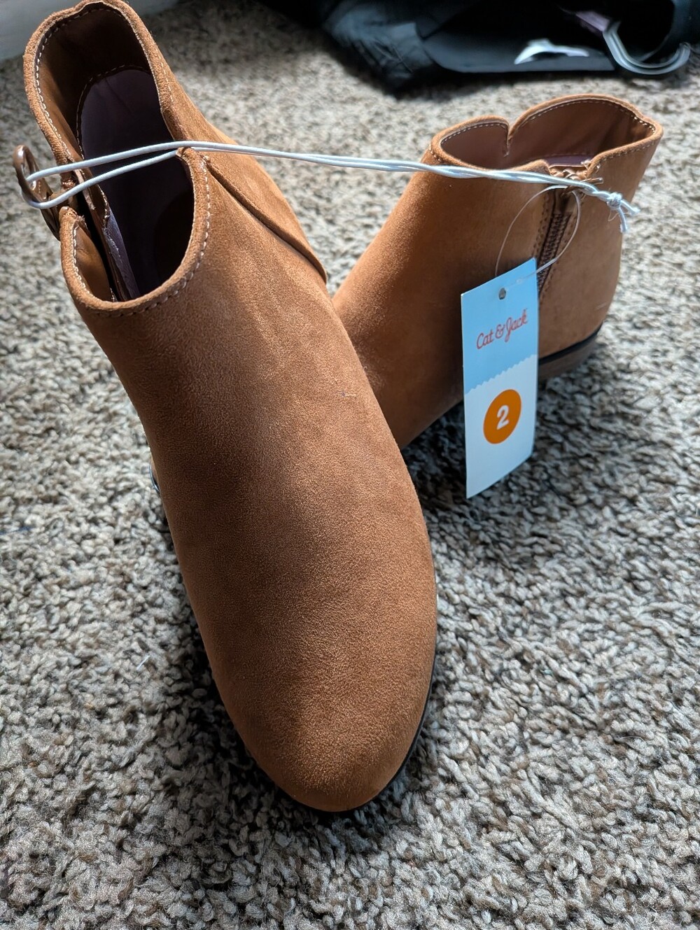 Cat & Jack Girls Booties - Brown Suede - Size 2 - Brand New